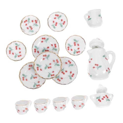 WEKAMOS Miniatur Porzellan Tee Tassen Mit Untertassen Und Teekanne Für Puppenhaus Zubehör Modelle Tiny Haus Dekoration Küchenspielset WEKAMOS Miniatur Porzellan Tee Tassen Mit Untertassen Und Teekanne Für Puppenhaus Zubehör Modelle Tiny Haus Dekoration Küchenspielset von WEKAMOS