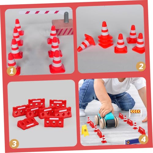 WEKAMOS Teiliges Verkehrszeichen Spielset mit Roten Mini straßenkegeln und Absperrungen Pädagogisches Lernspielzeug Verkehrssicherheit und Straßenschildererkennung von WEKAMOS