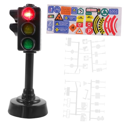 WEKAMOS Teiliges Verkehrszeichen mit Miniatur Straßenverkehrsschildern und Ampel Pädagogisches Lernspielzeug zur Verkehrssicherheit für Stabiles Kunststoffmodell für Simulation und von WEKAMOS