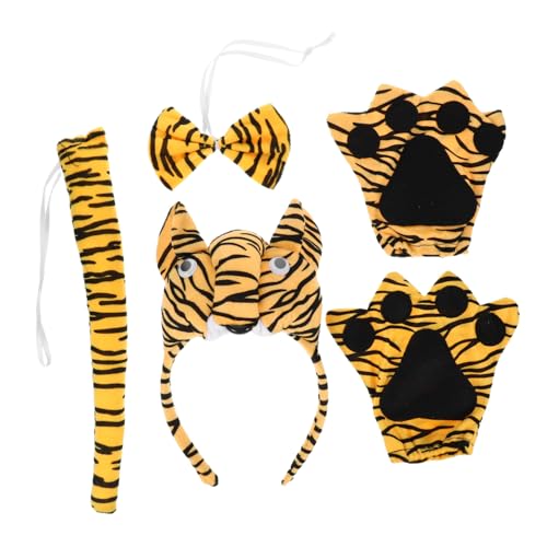 WEKAMOS Tiger Kostüm Zubehör mit Weichem Langlebigem Stirnband und Handschuhen Bequeme Passform für Halloween Karneval Bühnenauftritte und Tier Mottopartys Auffälliges Cosplay Accessoire von WEKAMOS