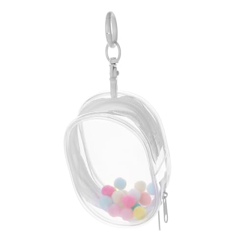 WEKAMOS Transparente Puppen Tragetasche aus PVC mit Doppelreißverschluss Klare Figurendisplay Tasche Modische Mini Aufbewahrungstasche mit Schlüsselanhänger und Pompom für Puppenzubehör von WEKAMOS