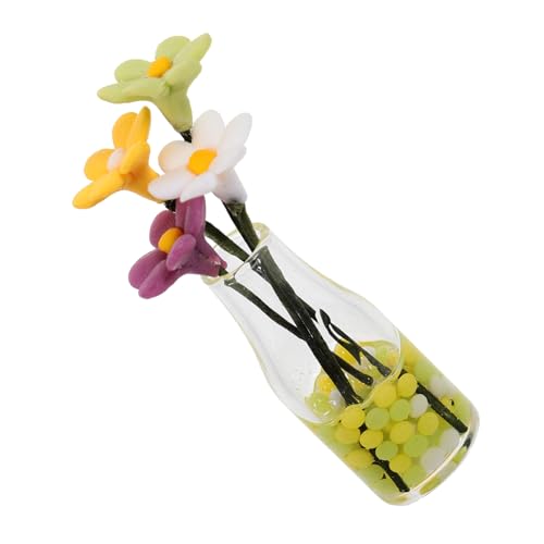 WEKAMOS Transparentes Glasvase mit Kleinen Puppenhaus Blumenornament für Kreative Dekoration und Charmante Raumnutzung von WEKAMOS