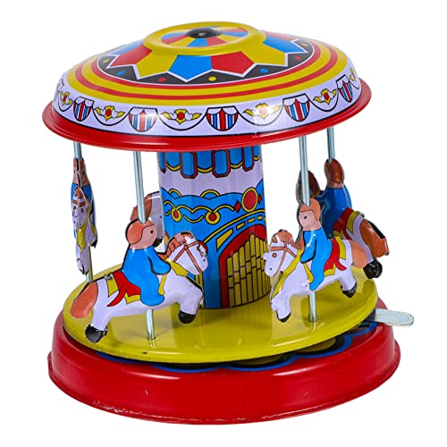 WEKAMOS Vintage Aufziehbares Karussell Blechspielzeug Nostalgisches Mechanisches Wind Up Toy Dekoratives Retro Ornament für Bar Restaurant Sammler von WEKAMOS