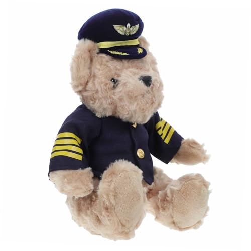 WEKAMOS Weiche Gefüllte Pilot-bär-puppe, Bezauberndes Plüschtier Für Kleinkinder, Kleine Ausgestopfte Bär-puppe, Spielzeug, Plüsch-pilot-bär-puppe, Plüsch-bär-puppe-spielzeug von WEKAMOS