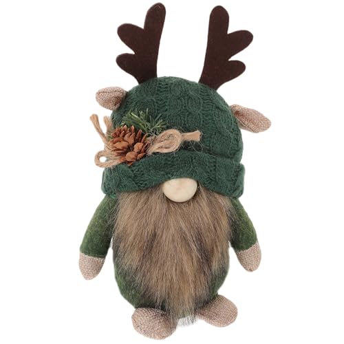 WEKAMOS Weihnachtlicher Gnom mit Dekorativen Hirschgeweih Handgefertigte Tischdekoration Niedliche Waldfigur für Festliche und Desktop Deko Vielseitiges zur Weihnachtszeit von WEKAMOS