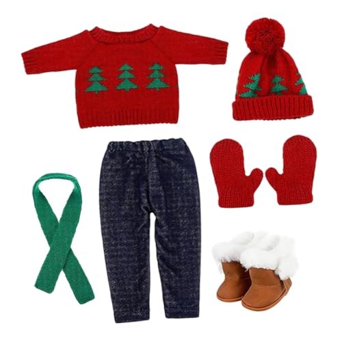 WEKAMOS Weihnachtliches Puppenkostüm mit Pullover Schal und Mütze Dekorative Miniatur Kleidung für Kinderpartys und Festliche Anlässe Kreatives DIY Puppen Outfit von WEKAMOS