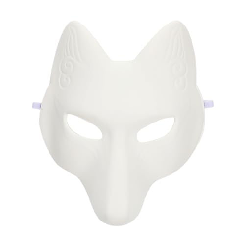 WEKAMOS Weiße Fuchsmaske zum Bemalen DIY Halloween Tiermaske Cosplay Kostüm Zubehör für Erwachsene Fasching Party Karneval von WEKAMOS