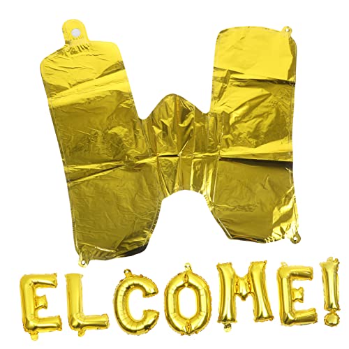 WEKAMOS Willkommens Folienballon Langlebige Aluminiumfolie Wandklebbar Goldener Welcome Schulanfang und Partydekoration für Familien und Freundestreffen von WEKAMOS