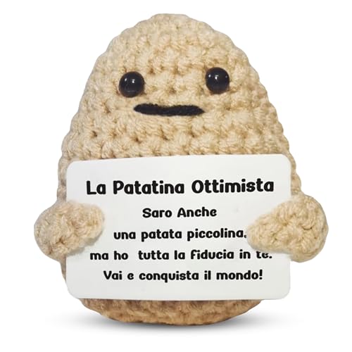 WELCOMAT Positive Potato, Positive Kartoffel in italienischer Sprache mit motivierender Botschaft, Mini-Puppe, Geschenkidee für Familie, Freunde, Paar, Kinder, gestrickt von WELCOMAT Positive Potato, Positive Kartoffel in italienischer Sprache mit motivierender Botschaft, Mini-Puppe, Geschenkidee für Familie, Freunde, Paar, Kinder, gestrickt von von WELCOMAT