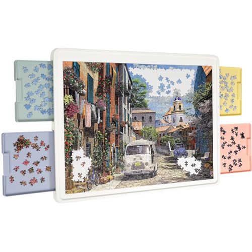 WELGEE Puzzlebrett für 1500 Teile mit Drehfunktion, 68×90 cm, mit Schubladen & Abdeckung – Drehbarer Puzzletisch für Erwachsene, Ergonomisches Design, Leichtes ABS, Ideal für Puzzle-Liebhaber & Mütter von WELGEE