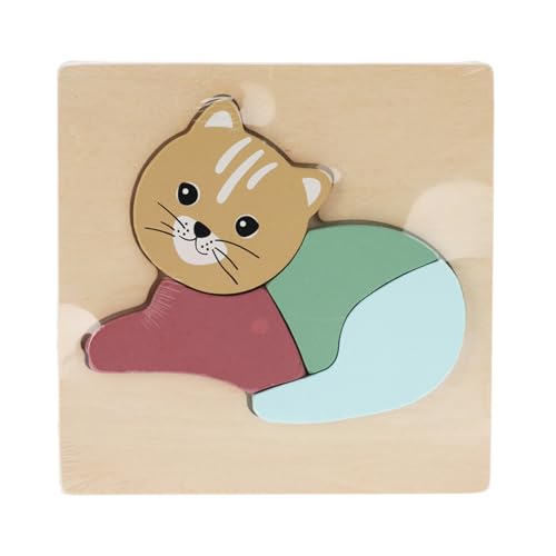 Holzpuzzle für Kinder, 4-teiliges Set mit Tiermotiven, 15 x 15 x 1 cm von WELL HOME MOBILIARIO & DECORACIÓN