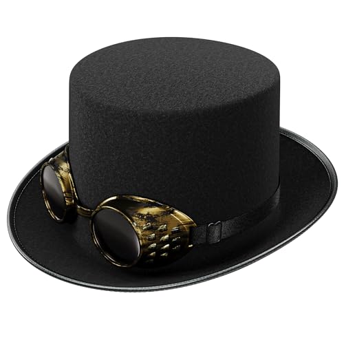 WELLGRO Steampunk Hut mit Schweißerbrille - Zylinder Hut Herren, Damen, Wizard Hat, Piratenhut, Kostüm, Mottoparty WELLGRO Steampunk Hut mit Schweißerbrille - Zylinder Hut Herren, Damen, Wizard Hat, Piratenhut, Kostüm, Mottoparty von WELLGRO