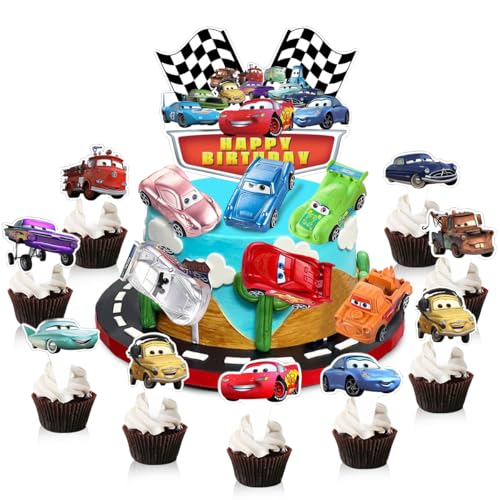 Cars Tortendeko, 23 Stück Car Geburtstags Kuchen Dekoration mit Sechs Auto-Spielzeugmodellen Geliefert, Auto Cake Topper Kinder, Küchendeko Kindergeburtstag, Kuchendeko Geburtstag fur Junge Mädchen Cars Tortendeko, 23 Stück Car Geburtstags Kuchen Dekoration mit Sechs Auto-Spielzeugmodellen Geliefert, Auto Cake Topper Kinder, Küchendeko Kindergeburtstag, Kuchendeko Geburtstag fur Junge Mädchen von WELLXUNK