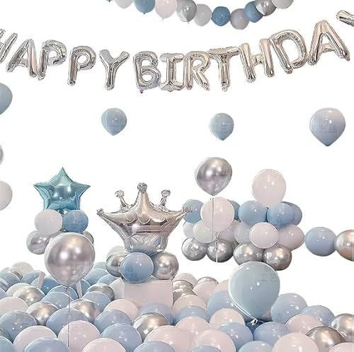 Geburtstag Luftballons Mädchen, 21 Stück Kindergeburtstag Luftballons Deko, Geburtstag Deko Set mit Folienballon, Luftballon Blau, Schneeflocken Ballons, Banner für Party Dekoration von WELLXUNK