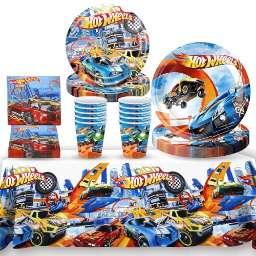 Rennauto Partygeschirr Set, Autos Pappteller Kindergeburtstag, Rennwagen Kindergeburtstag Dekoration, Cars Partygeschirr Set, Tischdecke Teller Tassen Servietten für Kindergeburtstag Party Supplies Rennauto Partygeschirr Set, Autos Pappteller Kindergeburtstag, Rennwagen Kindergeburtstag Dekoration, Cars Partygeschirr Set, Tischdecke Teller Tassen Servietten für Kindergeburtstag Party Supplies von WELLXUNK