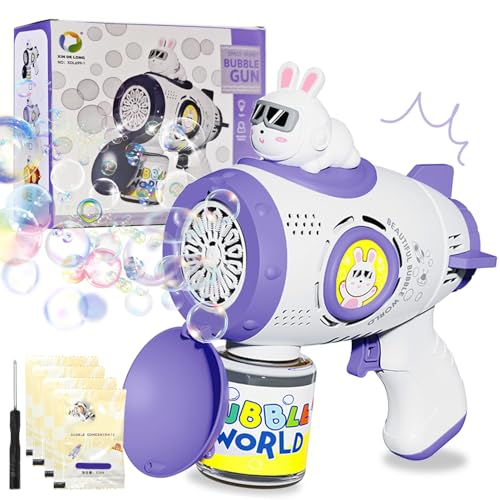Seifenblasen-Pistole, Seifenblasenpistolen, Seifenblasenmaschine für Kinder, Bubble Gun Kinder 10000+ Blasen mit Seifenblasenlösung, Seifenblasen Pistole für Kinder, Bubble Maschine Sommerparty von WELLXUNK