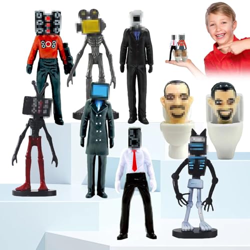 Skibidi Toilet Figuren Set, 9 Stück Skibidi Figuren Spielzeug, Skibidi-Toilet Figures Titan Speakerman TV Man Figures, Skibidi Toilet Cake Topper, Skibidi Toilet Action Figure, Skibidi Model von WELLXUNK