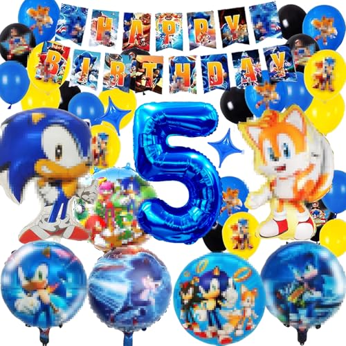 Sonic Geburtstag Deko, 31 Stück Sonic Ballons Geburtstag, So-nic- Party Luftballons, So-ni Luftballon Geburtsta 5, So-nic Geburtsta Party Set, So-ni Luft-ballons Deko, Soni Thema Dekoratio von WELLXUNK