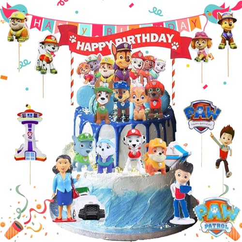 Paw Dog Kuchendeko Geburtstag, 22 Stück Paw-Patrol Tortenfiguren Deko, Tortendeko, Dog Patrol Deko Kindergeburtstag, Dog Patrol Tortendeko, Dog Figuren Tortendeko, Dog Patrol Cake Topper Paw Dog Kuchendeko Geburtstag, 22 Stück Paw-Patrol Tortenfiguren Deko, Tortendeko, Dog Patrol Deko Kindergeburtstag, Dog Patrol Tortendeko, Dog Figuren Tortendeko, Dog Patrol Cake Topper von WELLXUNK