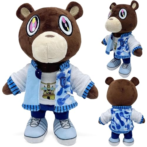 WELLXUNK Lustige Bären Plüschtier Puppe, 25cm Graduation Bear Plüschtier, Kanye Bär Plüsch Spielzeug, Bären Plüschtier Puppe, Kanye Bär Plüschtier, Kindergeschenk für Kinder, Fans und Sammler von WELLXUNK