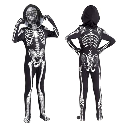 WELLXUNK Skelett Kostüm für Kinder, Halloween Kostüm Kinder, Hallowee-n Skelett Jumpsuit mit Maske für Jungen und Mädchen, Kinderkostüm Skeleton für Hallowee-n Party, Karnevals, Cosplay Faschings WELLXUNK Skelett Kostüm für Kinder, Halloween Kostüm Kinder, Hallowee-n Skelett Jumpsuit mit Maske für Jungen und Mädchen, Kinderkostüm Skeleton für Hallowee-n Party, Karnevals, Cosplay Faschings von WELLXUNK