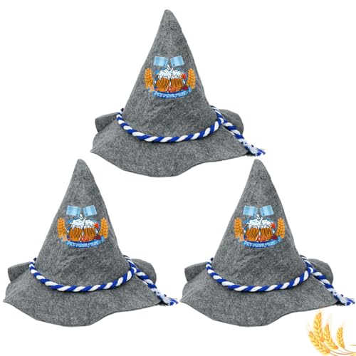 WELLXUNK Bayern Seppelhut, 3 Stück Trachtenhut für Oktoberfest, Bayernhut Aus Filz mit Blau-Weiße Kordel Filzhut Oktoberfest Filzhut, Trachtenhut für Bayrische Volksfeste WELLXUNK Bayern Seppelhut, 3 Stück Trachtenhut für Oktoberfest, Bayernhut Aus Filz mit Blau-Weiße Kordel Filzhut Oktoberfest Filzhut, Trachtenhut für Bayrische Volksfeste von WELLXUNK