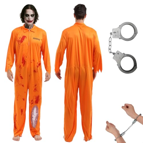 WELLXUNK Unisex Orange Sträfling Gefangener Kostüm (XL) von WELLXUNK