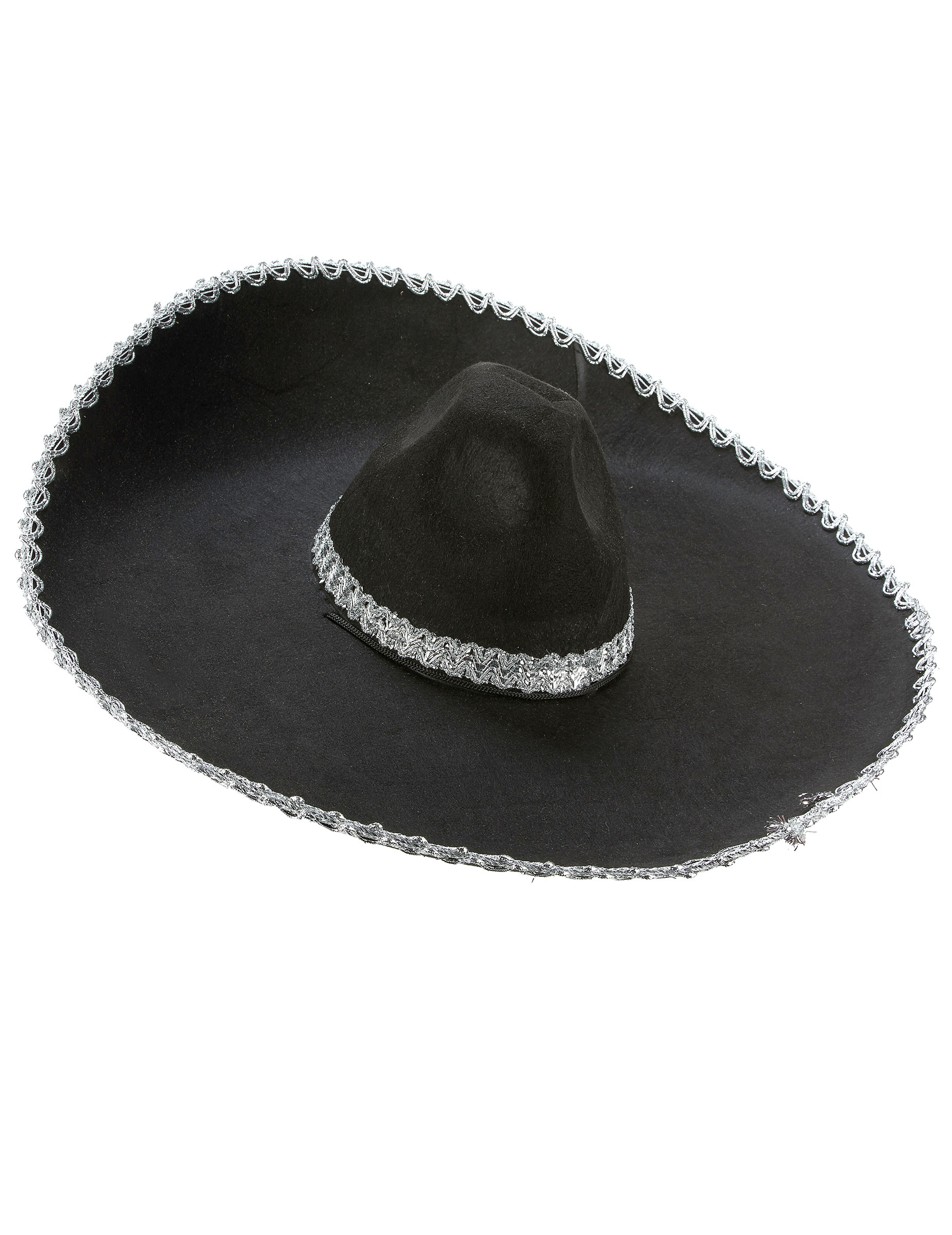 Mexikanischer Sombrero schwarz-silber von KARNEVAL-MEGASTORE