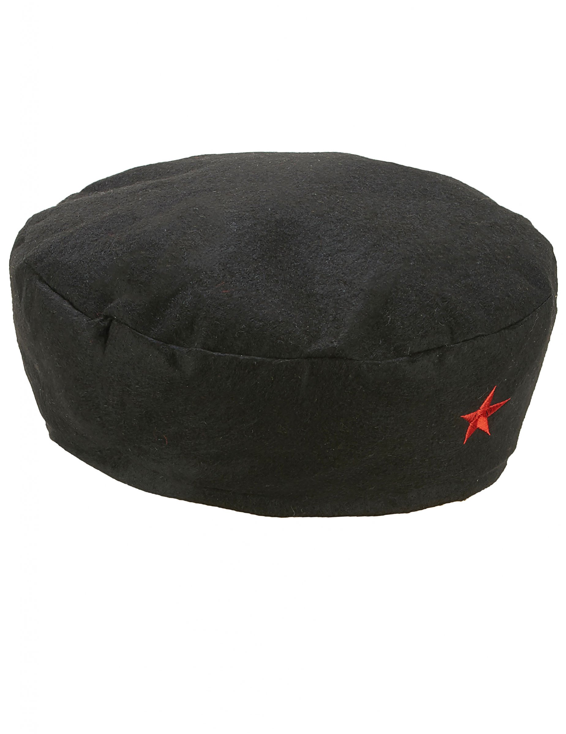 Revolutionär Barett-Mütze schwarz-rot von KARNEVAL-MEGASTORE