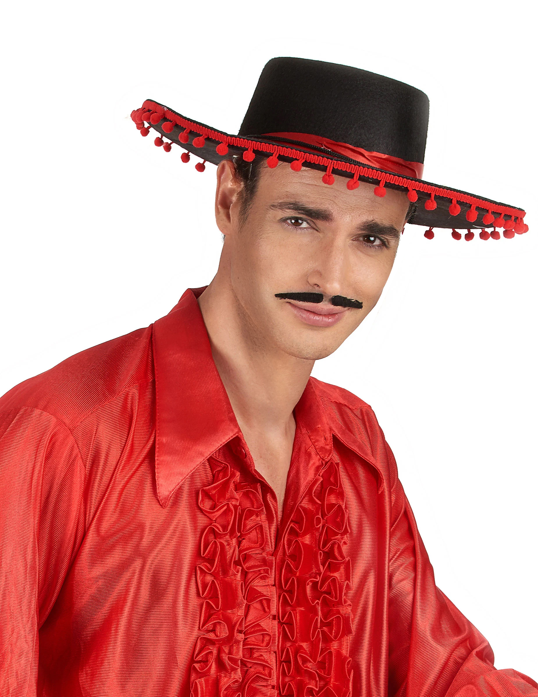 Spanier-Hut Kostümzubehör schwarz-rot Spanier-Hut Kostümzubehör schwarz-rot von KARNEVAL-MEGASTORE