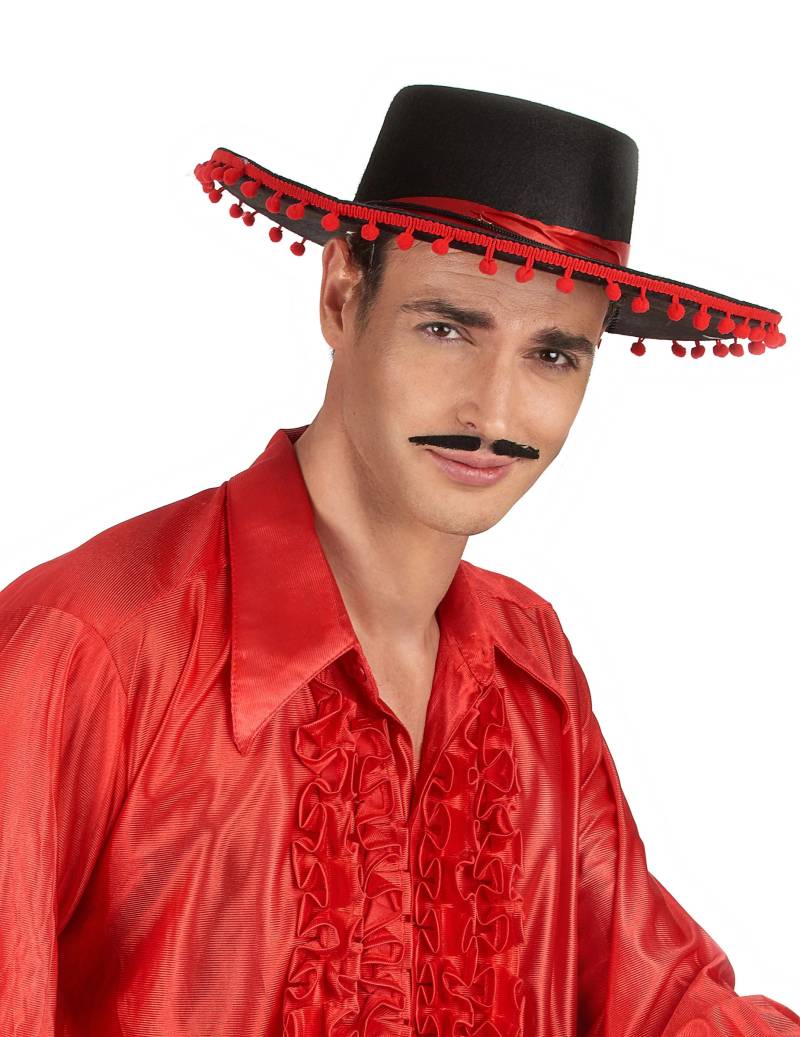 Spanier-Hut Kostümzubehör schwarz-rot von KARNEVAL-MEGASTORE