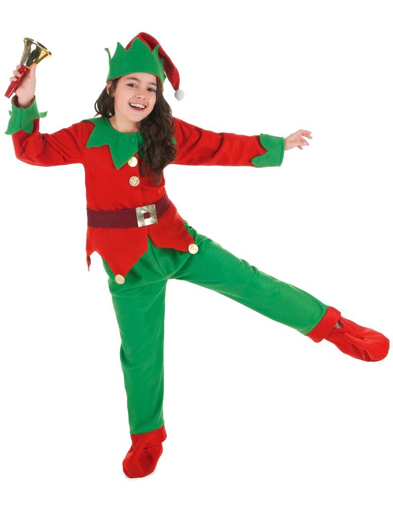 Weihnachtself Kostüm für Kinder rot-grün von KARNEVAL-MEGASTORE