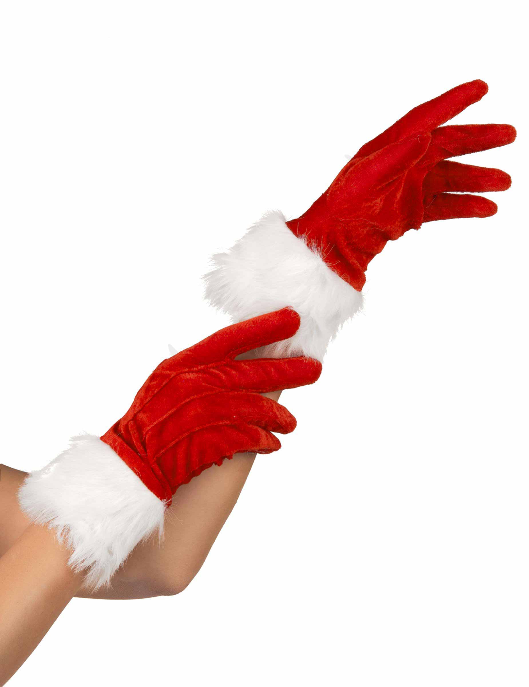 Weihnachtsfrau Handschuhe rot-weiss von KARNEVAL-MEGASTORE