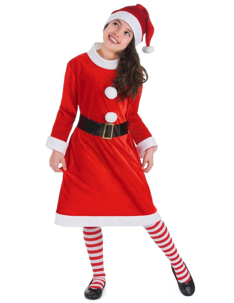 Weihnachtsfrau Kostüm für Kinder rot-weiss von KARNEVAL-MEGASTORE