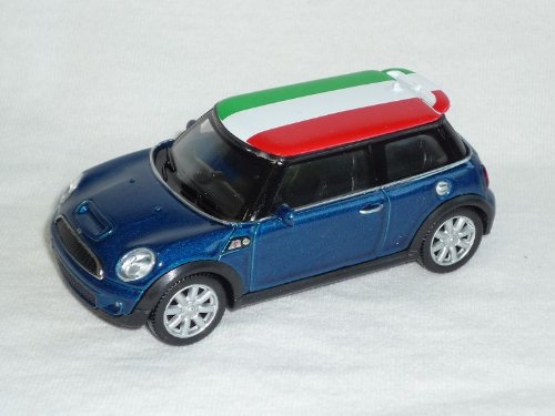 WELLY Mini Cooper New Neu 2. Generation Ab 2006 Blau Mit Flagge Italien 1/43 Modellauto Modell Auto von Welly
