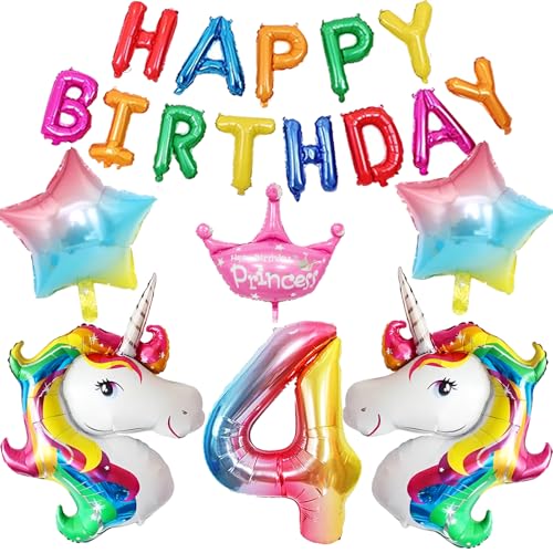 WENAUANG Einhorn Deko Kindergeburtstag, 4 Jahre Einhorn Geburtstagsdeko, Einhorn Luftballon, Folienballon Einhorn, Geburtstags Einhorn MäDchen Deko, Weihnachten Geburtstag Party Dekoration WENAUANG Einhorn Deko Kindergeburtstag, 4 Jahre Einhorn Geburtstagsdeko, Einhorn Luftballon, Folienballon Einhorn, Geburtstags Einhorn MäDchen Deko, Weihnachten Geburtstag Party Dekoration von WENAUANG