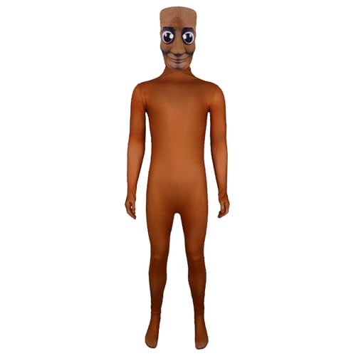 WENAUANG Tung Tung Tung Sahur Cosplay Body, Anime Rollenspiel Bodys Outfit mit Maske, Lustiger Holzstab Mann Cosplay, Lustiges Halloween-Kostüm für Erwachsene und Teenager, 120–140 cm (130) von WENAUANG