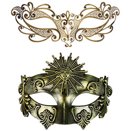 WENFEN Maskerade-Maske for Frauen, Party-Maske for Paare, venezianische Maskerade-Masken, Karneval, Halloween, Kostümmaske (Schwarz, Königsblau + Schwarz) (Size : Gold 3) von WENFEN
