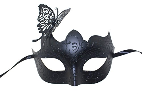 WENFEN Maskerade-Maske for Frauen, schöne und niedliche Schmetterlings-Maskerade-Halloween-Mardi-Gras-geheimnisvolle Party-Maske aus Metall … (Size : Pink) von WENFEN