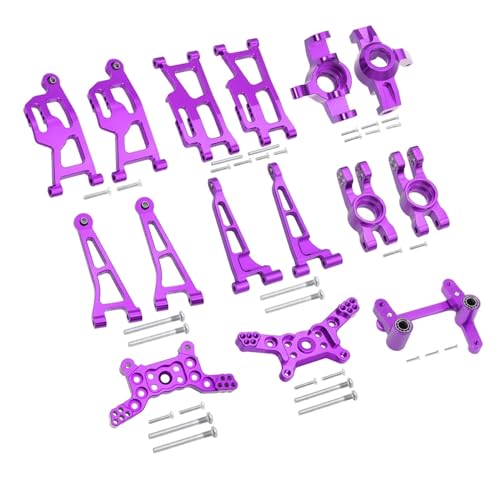 WENH 14210 14209 H14BM Metall Lenkung Tasse Oberen Unteren Schwinge Set Stoßdämpfer Turm Halterung Körper Post Auto Upgrade Teile (Color : 14209 14210 Purple) von WENH