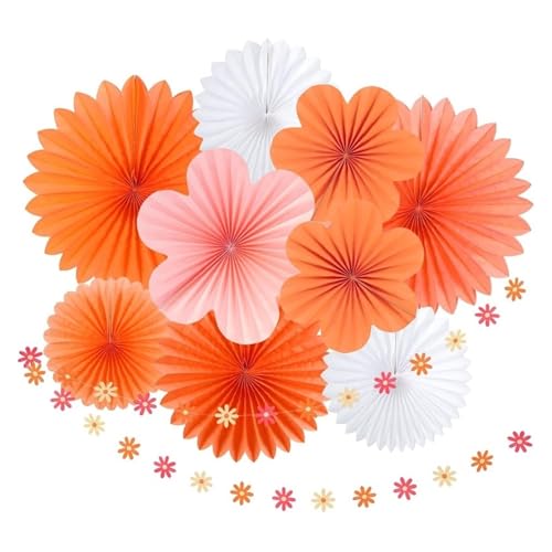 WENH Orange-rosa Papierblumenfächer Party-Hintergrunddekorationen mit hängenden Gänseblümchen-Papierbannern for grooviges Retro-Hippie-Geburtstagsdekor WENH Orange-rosa Papierblumenfächer Party-Hintergrunddekorationen mit hängenden Gänseblümchen-Papierbannern for grooviges Retro-Hippie-Geburtstagsdekor von WENH