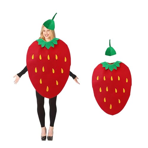 WENJION Erdbeer Obst Kostüm Outfit für Erwachsene Lustiges Kostüm mit Hut Unisex Verkleidung Set für Männer Karneval Party Festival Kostüm Erwachsene Cosplay Requisite WENJION Erdbeer Obst Kostüm Outfit für Erwachsene Lustiges Kostüm mit Hut Unisex Verkleidung Set für Männer Karneval Party Festival Kostüm Erwachsene Cosplay Requisite von WENJION