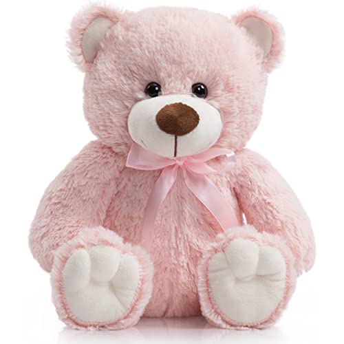 WENMOTDY Superfarbiger Teddybär für Kinder, Freundin, Familie, Glückwünsche, Babyparty, Geburtstag, Rosa, 35,6 cm von WENMOTDY