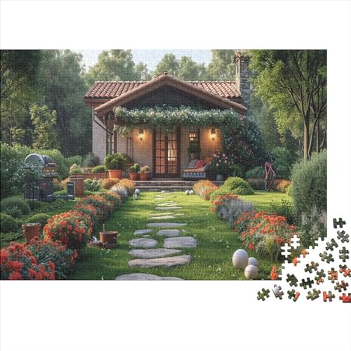 Puzzle 1000pcs (75x50cm) Erwachsene Haus Puzzle Damen Herren Holzbrett Präzisions-Interlocking Natürliche Landschaft von WENNUAN