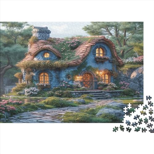 Puzzle 1000pcs (75x50cm) Erwachsene Märchenhaus Puzzle Damen Herren Holzbrett Präzisions-Interlocking Naturwunder von WENNUAN