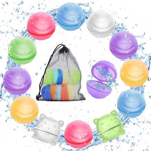 12 Stück Wasserbomben Selbstschließend Wiederverwendbar, Schnellfüller Wasserbomben Silikon Spritzbälle für Kinder Erwachsene, Wasserbomben Silikon für Outdoor, Wasserpark,Wasserspielzeug 12 Stück Wasserbomben Selbstschließend Wiederverwendbar, Schnellfüller Wasserbomben Silikon Spritzbälle für Kinder Erwachsene, Wasserbomben Silikon für Outdoor, Wasserpark,Wasserspielzeug von WENXIN