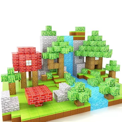 WENXIN Magnetische Bausteine,Kinder Montessori Kreative Spielzeug,100 Stück Magnetbausteine,3 4 5 6 7 8Jahre Junge und Mädchen Magnetic Blocks Ostern Weihnachten Geschenke Kinder (A-1) von WENXIN