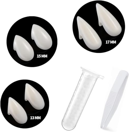 3 Paar Vampirzähne mit Klebstoff, Halloween-Party-Reißzähne, Werwolf Cosplay Horror-Gebissprothesen Vampir-Gebiss Requisiten Horror-Party-Geschenke von WEQNGIU
