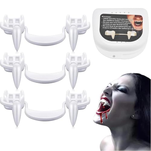 3 Stück einziehbare Vampirzähne Halloween Vampirzähne Cosplay Wiederverwendbare gruselige Kostümdekoration gefälschte Zähne für Halloween-Party-Requisiten Mottoparty 3 Stück einziehbare Vampirzähne Halloween Vampirzähne Cosplay Wiederverwendbare gruselige Kostümdekoration gefälschte Zähne für Halloween-Party-Requisiten Mottoparty von WEQNGIU