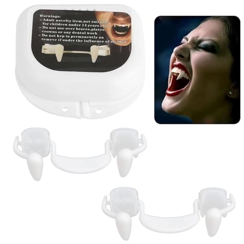 Einziehbare Halloween-Vampirzähne 2 Stück wiederverwendbare gruselige Vampirzähne Hosenträger DIY Werwolf gefälschte Zähne mit tragbarer Box Halloween Karneval Cosplay Party Abschlussball Verkleiden Einziehbare Halloween-Vampirzähne 2 Stück wiederverwendbare gruselige Vampirzähne Hosenträger DIY Werwolf gefälschte Zähne mit tragbarer Box Halloween Karneval Cosplay Party Abschlussball Verkleiden von WEQNGIU